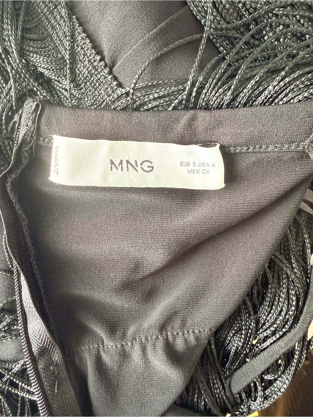 Mango Black Fringe Mini Slip Dress - Picture 4 of 5